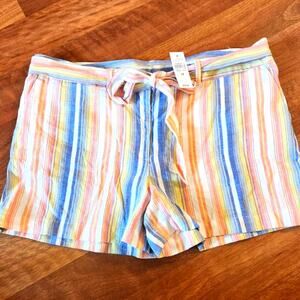 LOFT Womens Striped Drawstring Shorts Size 14 NWT Pastel Summer